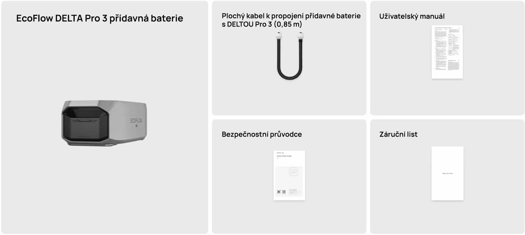 EcoFlow - DELTA 3 Pro - přídavná baterie obsah balení